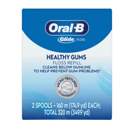 Oral-B Glide Floss Refills, 2 Spools - Unflavored, Micro Textured (New Version)