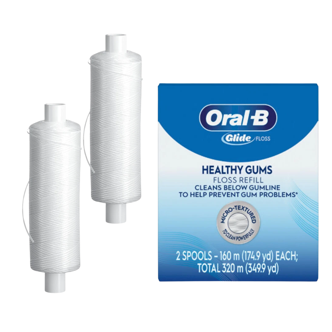 Oral-B Glide Floss Refills, 2 Spools - Unflavored, Micro Textured (New Version)
