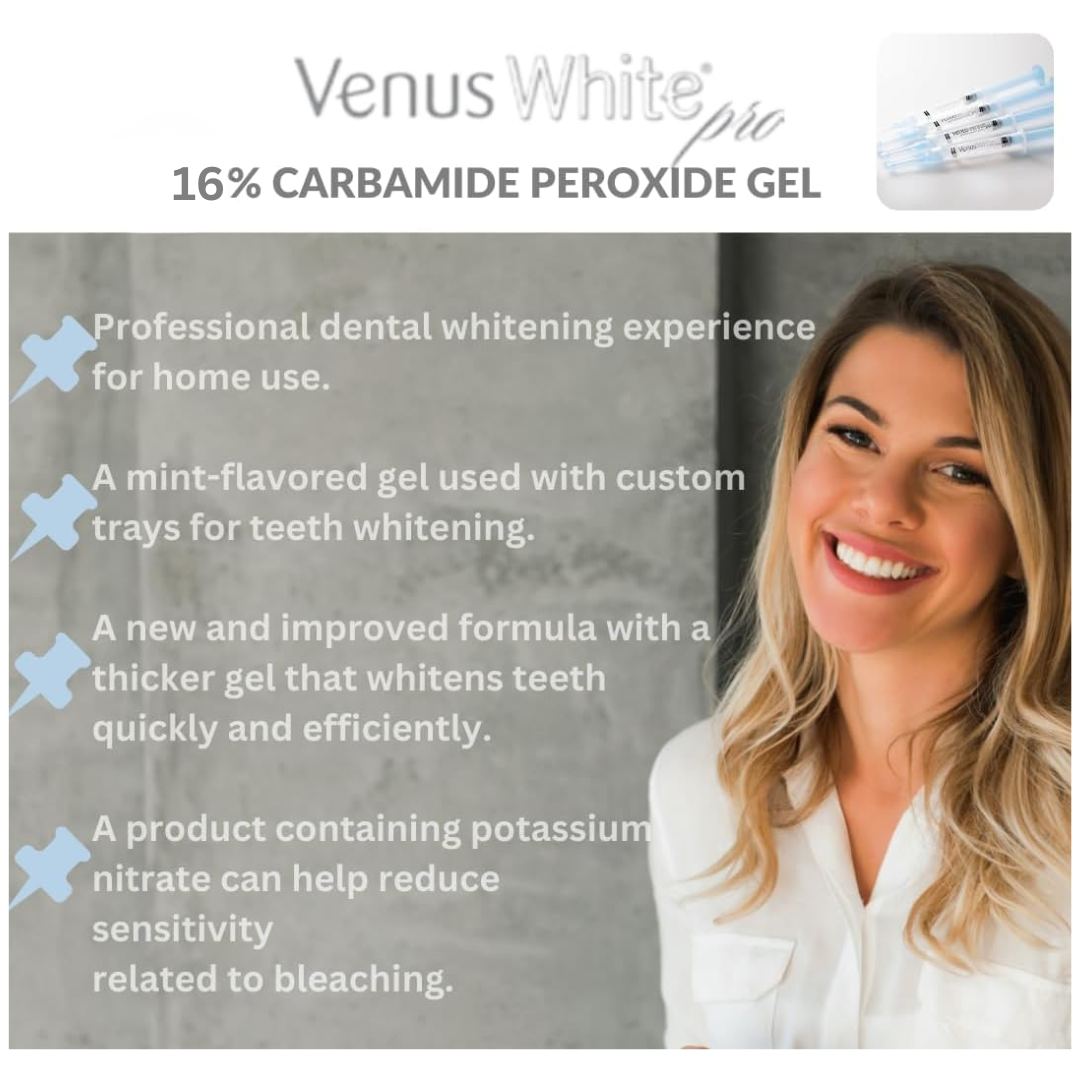 Venus White Pro 16% Carbamide Peroxide Teeth Whitening Gel: 1.2ml Syringe Refill Syringes